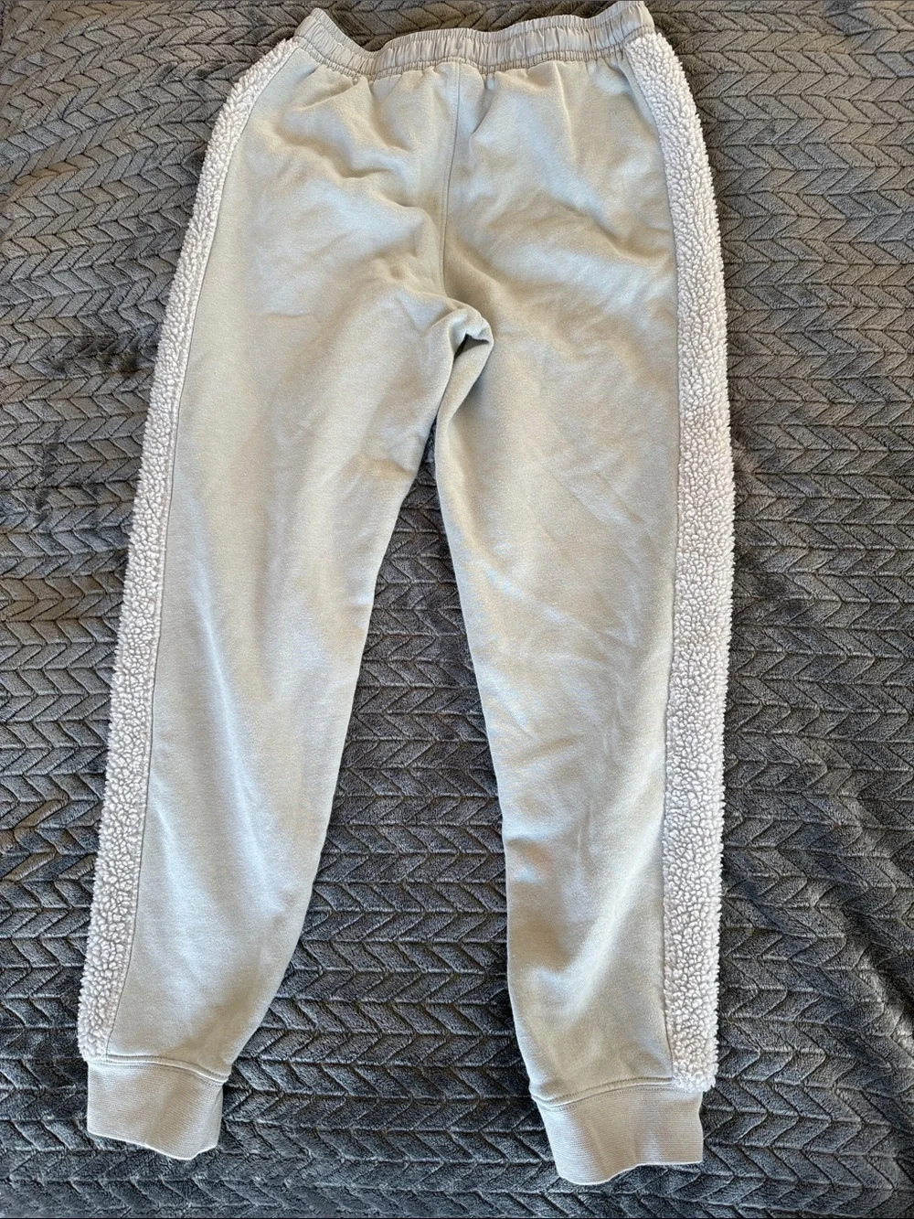 Nike Kids Sage Green Joggers with White Sherpa Side Panels